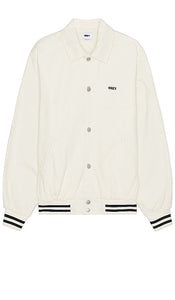 Obey Icon Face Varsity Jacket in Cream