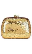 Serpui Lolita Sequin Clutch in Metallic Gold