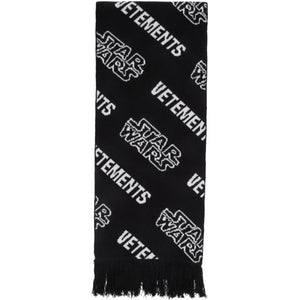 VETEMENTS Black and White STAR WARS Edition All Over Logo Scarf