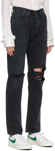 AGOLDE Black Lana Mid-Rise Vintage Straight Jeans