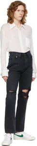 AGOLDE Black Lana Mid-Rise Vintage Straight Jeans