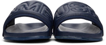 AMBUSH Navy Leather Quilted Slides
