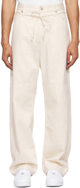 AMBUSH Off-White Oversized Drawstring Jeans - Jeans cordinés surdimensionnés en embuscade - ampush-white off-white 대형 끈 청바지