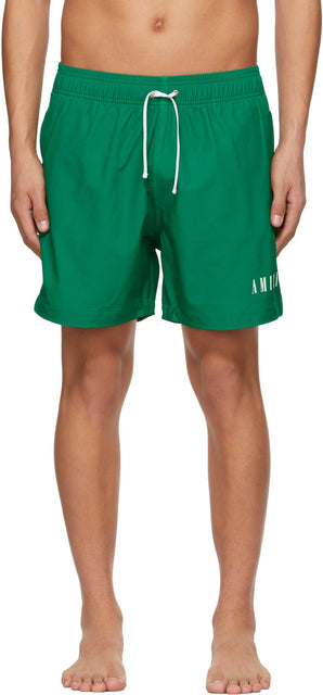 AMIRI Green Logo Swim Shorts - Short de bain d'Amiri Green Logo - 아미리 그린 로고 수영 반바지