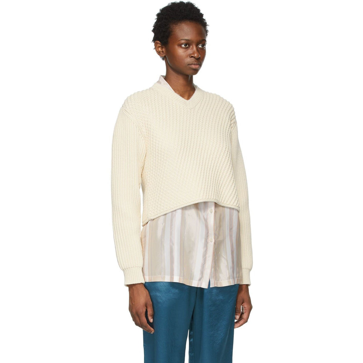 Acne Studios Off-White Cropped Sweater – BlackSkinny