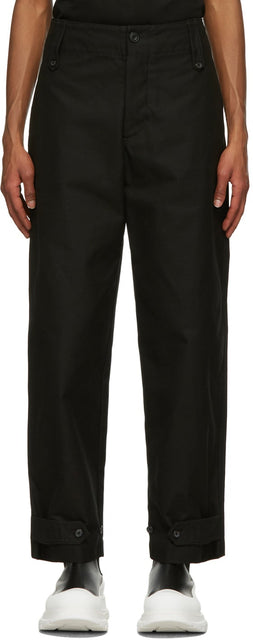 Alexander McQueen Black Buttoned Trousers - Alexander McQueen Pantalon boutonné noir - Alexander McQueen 블랙 Buttoned 바지