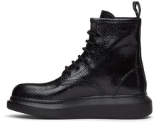 Alexander McQueen Black Croc Lace-Up Boots