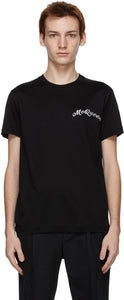 Alexander McQueen Black Embroidered Logo T-Shirt - T-shirt logo brodé noir Alexander McQueen - Alexander McQueen 블랙 수 놓은 로고 티셔츠