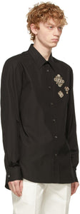 Alexander McQueen Black Embroidered Pearl Patches Shirt