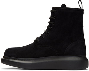 Alexander McQueen Black Suede Lace-Up Boots