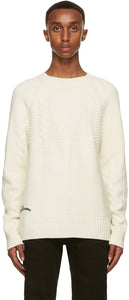 Alexander McQueen Off-White Wool Embroidered Logo Sweater - Pull de logo brodé en laine blanc d'Alexander McQueen - Alexander McQueen Off-White Wool 수 놓은 로고 스웨터
