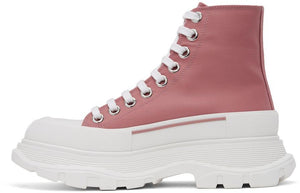 Alexander McQueen Pink Satin Tread Slick Boots