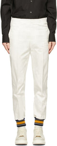 Alexander McQueen White Cotton Trousers - Pantalon de coton blanc d'Alexander McQueen - Alexander McQueen 화이트 코튼 바지