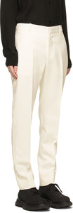 Alexander McQueen White Wool Cigarette Trousers