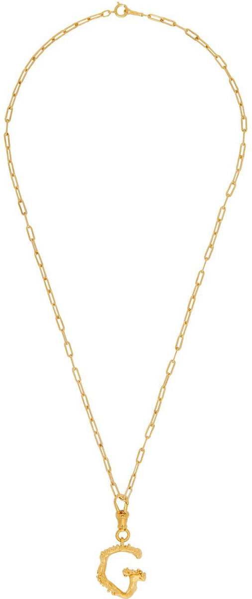 Alighieri SSENSE Exclusive Gold G Alphabet Necklace BlackSkinny