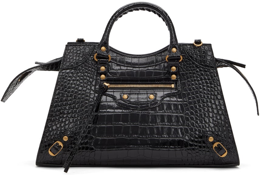 strop Tilsætningsstof Boghandel Balenciaga Black Croc Large Neo Classic City Bag – BlackSkinny