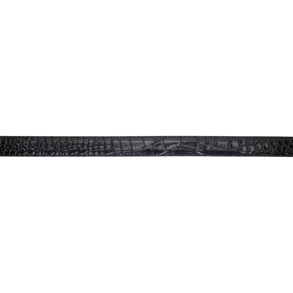 Balenciaga Black Croc Thin BB Belt