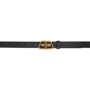 Balenciaga Black Thin BB Belt - Ceinture BB Noir Balenciaga Noir - Balenciaga 블랙 얇은 BB BELT.