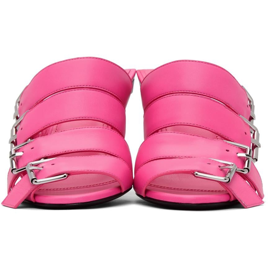 Balenciaga Pink Buckle Heeled Sandals BlackSkinny