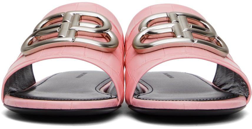 Balenciaga pink croc discount slides