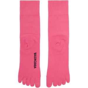 Balenciaga Pink Logo Toe Socks - Chaussettes à bout de logo rose Balenciaga - Balenciaga 핑크 로고 발가락 양말