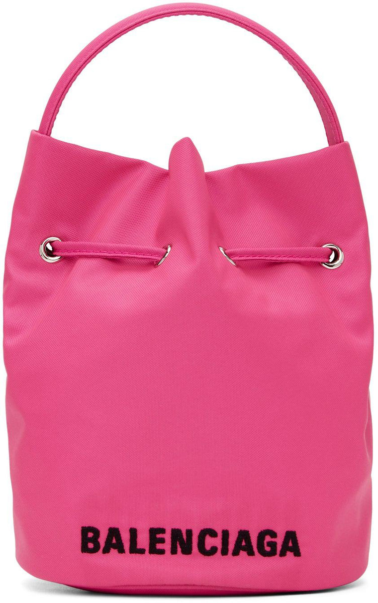 Pink balenciaga bucket outlet bag