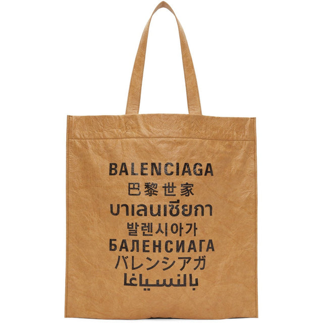 Balenciaga Tan Medium Languages Shopper Tote - Balenciaga Tan Moyenne Langues Shopper Tote - Balenciaga Tan 중간 언어 구매자 Tote.