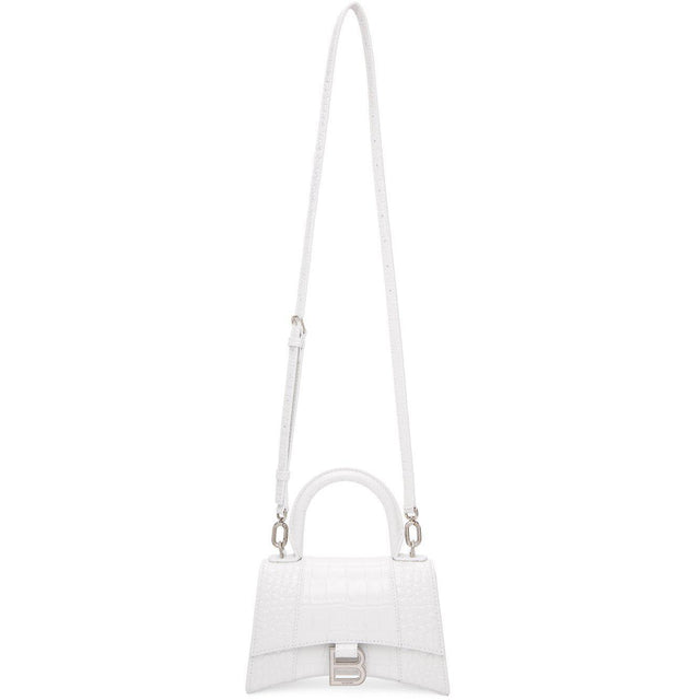 Balenciaga White XS Croc Hourglass Bag
