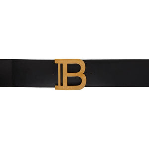 Balmain Black Leather 'B' Belt - Ceinture Balmain en cuir noir 'B' - Balmain 블랙 가죽 'B'Belt.