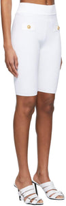 Balmain White Rib Knit Cycling Shorts