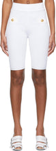 Balmain White Rib Knit Cycling Shorts - Short cycliste en tricot nerveux blanc Balmain - Balmain White Rib 니트 사이클링 반바지