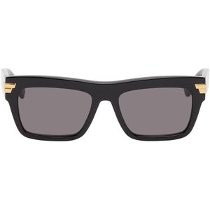 Bottega Veneta Black Oversized Rectangular Sunglasses - Lunettes de soleil rectangulaire rectangulaire surdimensionnée de Bottega Veneta - Bottega 베네타 블랙 대형 직사각형 선글라스