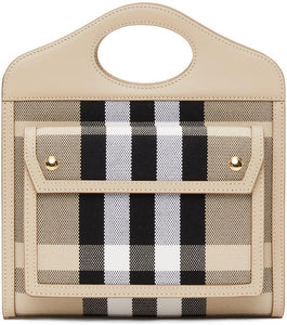 Burberry Beige Mini Canvas Check Pocket Bag