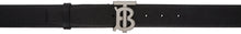 Burberry Black Grainy Leather Monogram Belt - Ceinture de monogramme en cuir granuleux noire Burberry - 버버리 블랙 낟알 가죽 모노그램 벨트