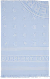 Burberry Blue Silk Monogram Scarf - Foulard de monogramme en soie bleu burberry - 버버리 블루 실크 모노그램 스카프