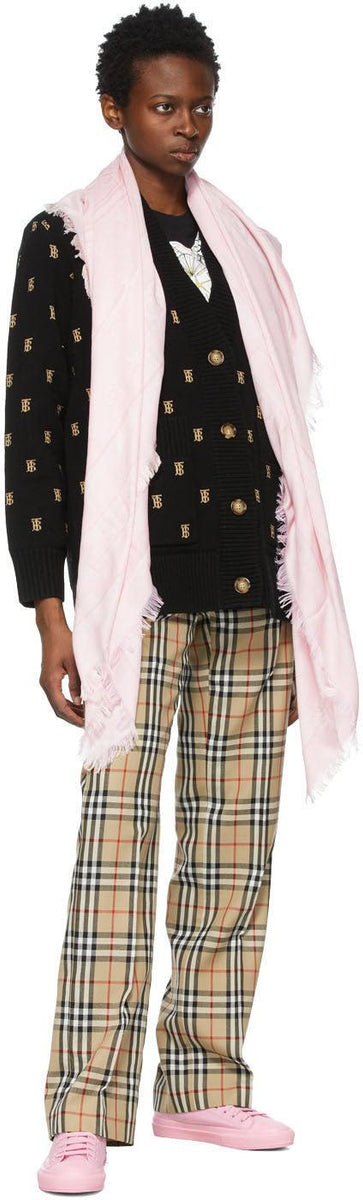 Burberry Pink Silk Monogram Scarf – BlackSkinny