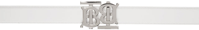 Burberry White Leather Double Monogram Belt - Ceinture double monogramme en cuir blanc burberry - 버버리 화이트 가죽 더블 모노그램 벨트