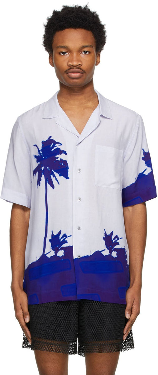 Dries Van Noten Blue Len Lye Edition Graphic Short Sleeve Shirt 