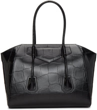Givenchy Black Croc Medium Antigona With Lock Bag