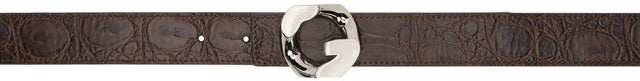 Givenchy Reversible Brown Croc G Belt - Ceinture de croc givenchy réversible brun brun - GIVENCHY 가역적 인 갈색 CROC G BETH.