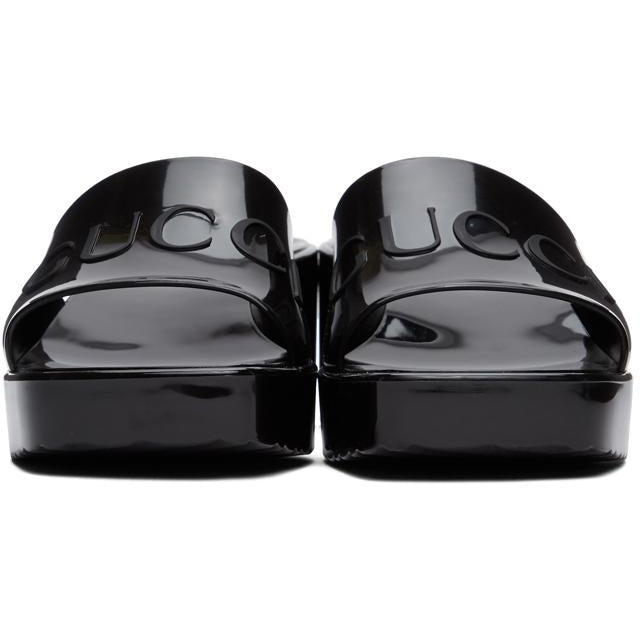 Gucci black rubber discount slides