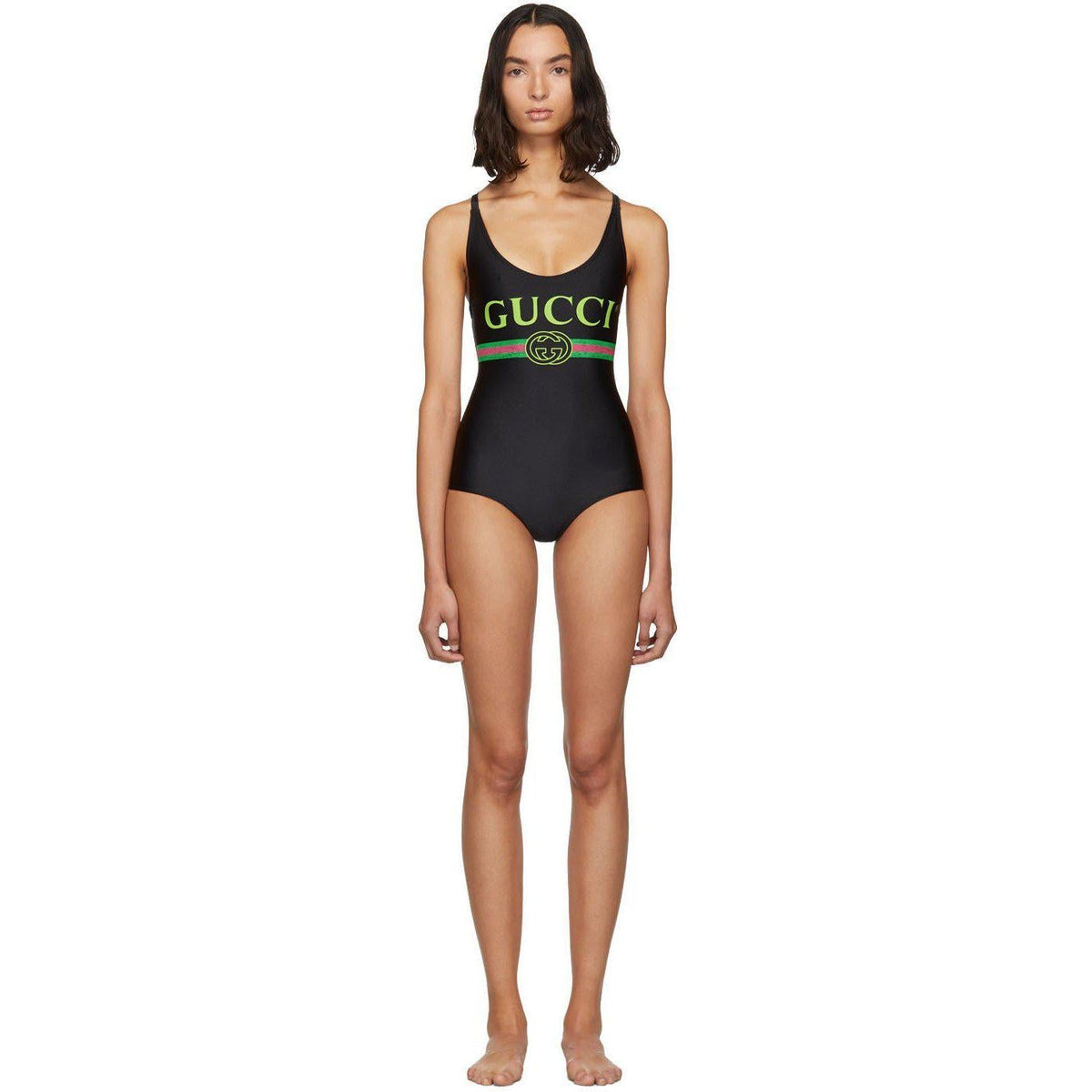 Gucci Black Vintage Logo Sparkling One-Piece Swimsuit – BlackSkinny