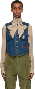 Gucci Blue Disney Edition Eco-Washed Denim Vest - GUCCI Blue Disney Edition Vest en denim éco-lavé - 구찌 블루 디즈니 판 에코 워시 데님 조끼