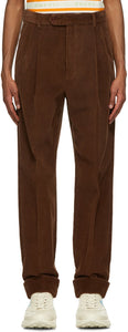Gucci Brown Regular Fit Corduroy Trousers - Pantalon velours côtelé maternel GUCCI BROWN - 구찌 브라운 정규 맞춤 코듀로이 바지