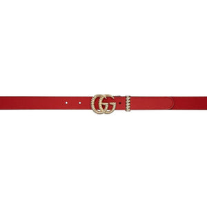 Gucci Red Leather Torchon GG Belt