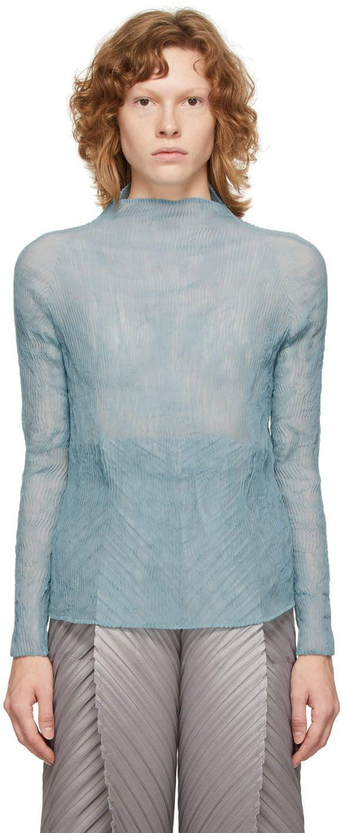 Issey Miyake Blue Chiffon Twist Blouse – BlackSkinny