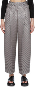 Issey Miyake Grey CRT Pleats Trousers - Pantalon gris Crt gris Pantalon gris CRT - Issey Miyake 그레이 CRT는 바지를 주름 잡습니다