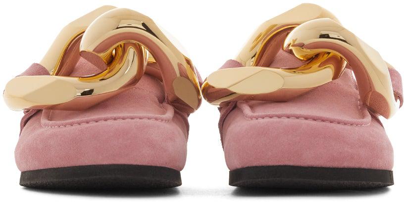 JW Anderson Pink Suede Chain Loafers – BlackSkinny