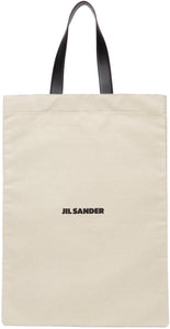 Jil Sander Off-White Large Flat Shopper Tote - Jil Sander Tote-Shopper grand-boutique en blanc - JIM 샌더 오프 화이트 대형 평면 구매자 Tote.