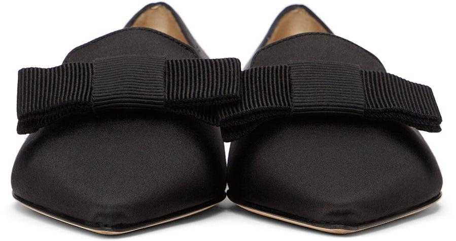 Jimmy Choo SSENSE Exclusive Black Satin Gala Slippers BlackSkinny